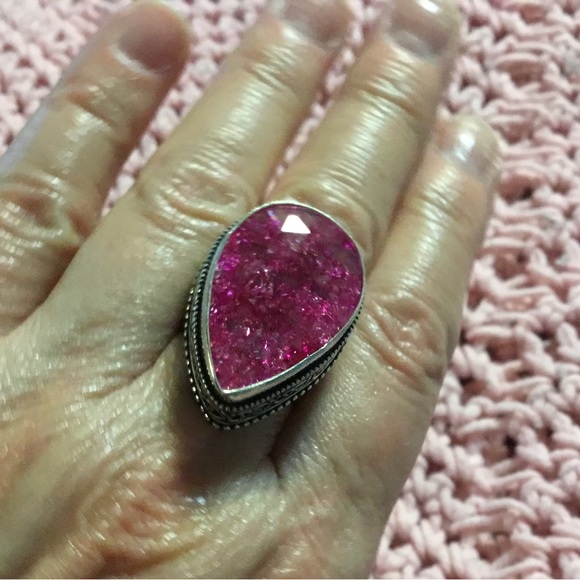 🌹Host Pick🌹-Sterling Silver Pink Tourmaline large stone ring/size 8/NWOT - Picture 9 of 10